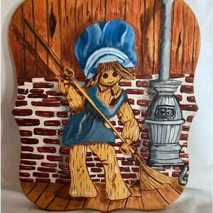 Original watercolor painting signed Halloween Fall Scarecrow Decor